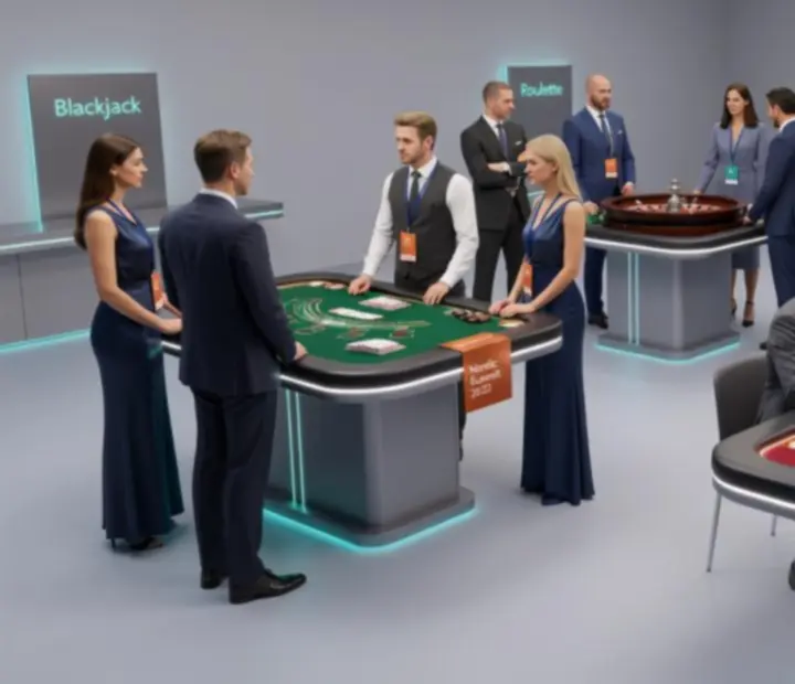 Mobile roulette table setup at an elegant corporate event